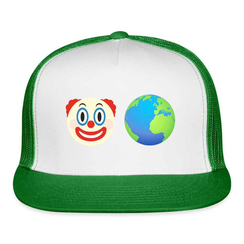 Clown World Trucker Hat - white/kelly green