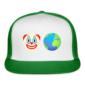 Clown World Trucker Hat - white/kelly green