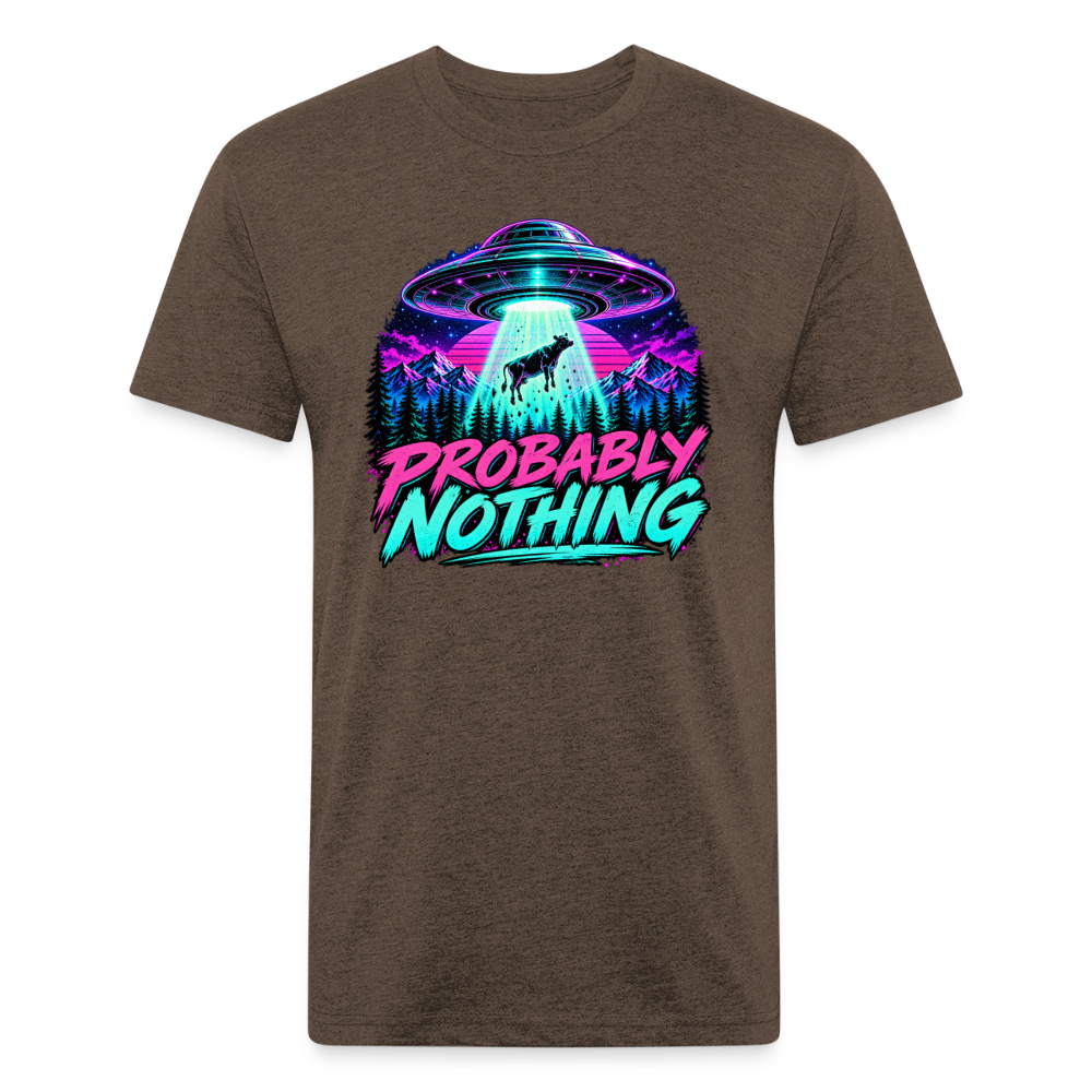 Probably Nothing UFO Alien Abduction – Men's Fitted Graphic T-Shirt - heather espresso