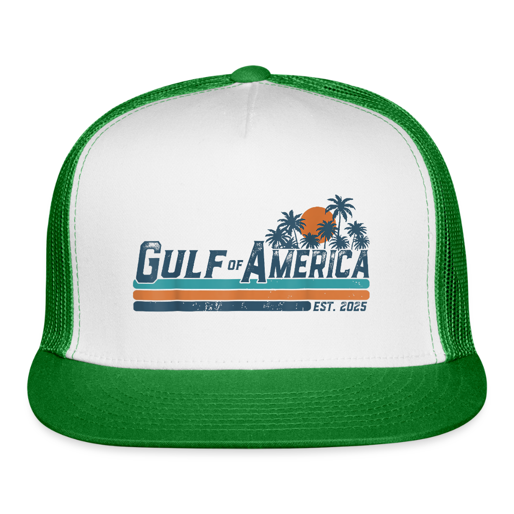 Gulf of America Retro Trucker Hat - white/kelly green