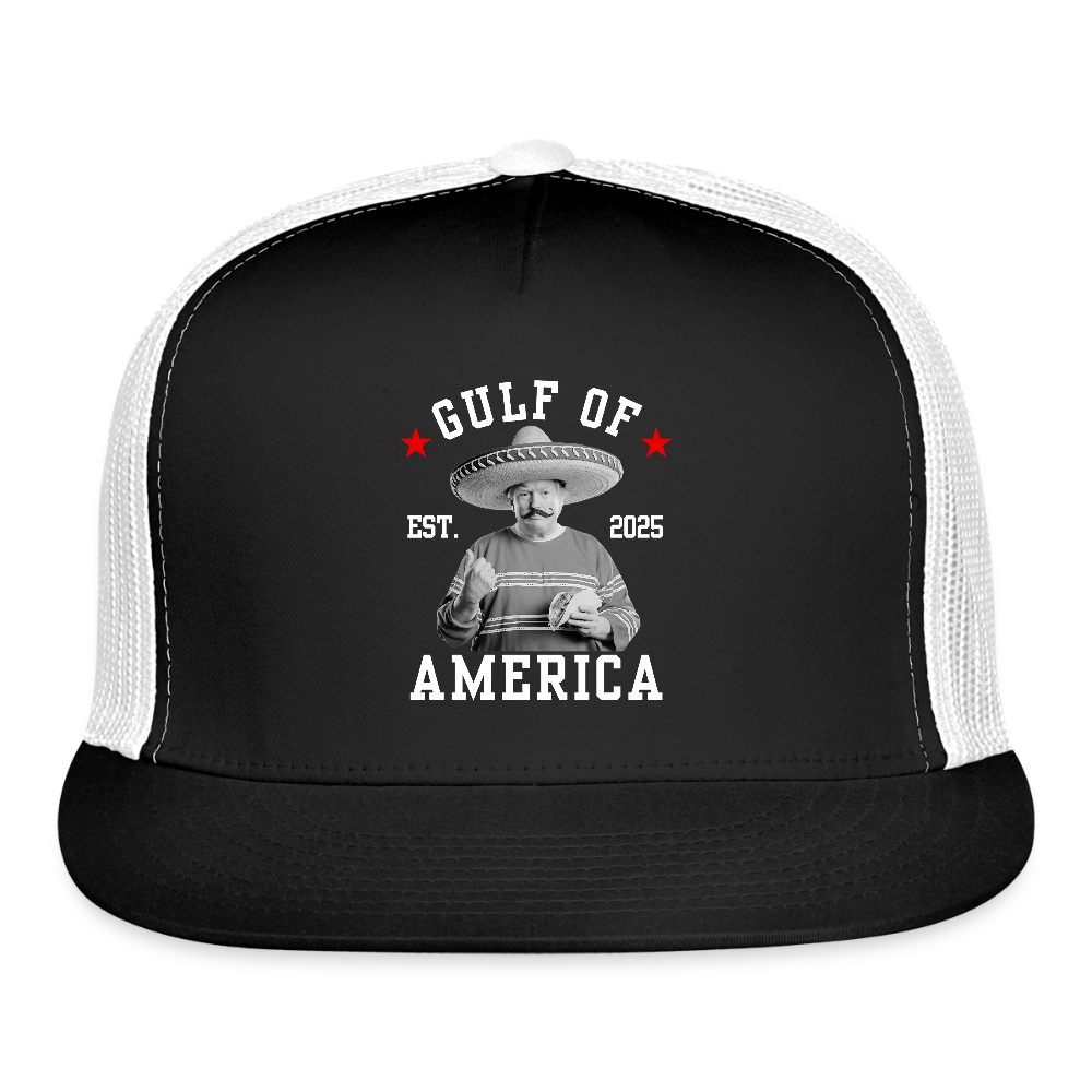 Gulf of America Mexican Trump Funny Trucker Hat - black/white