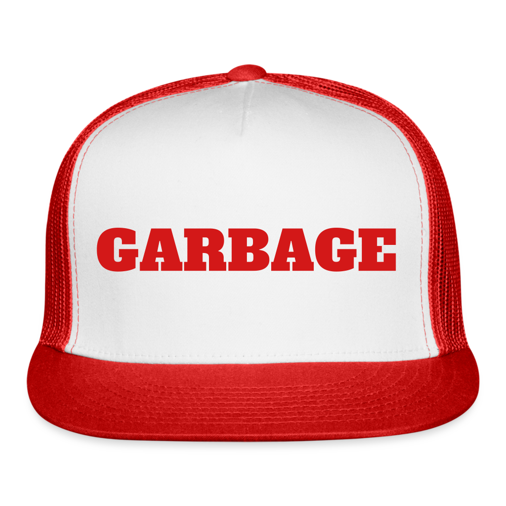 Garbage Trucker Hat - white/red