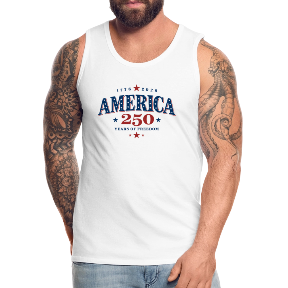 America 250 Years Freedom Retro Americana Graphic Men’s Premium Tank - white