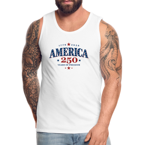 America 250 Years Freedom Retro Americana Graphic Men’s Premium Tank - white