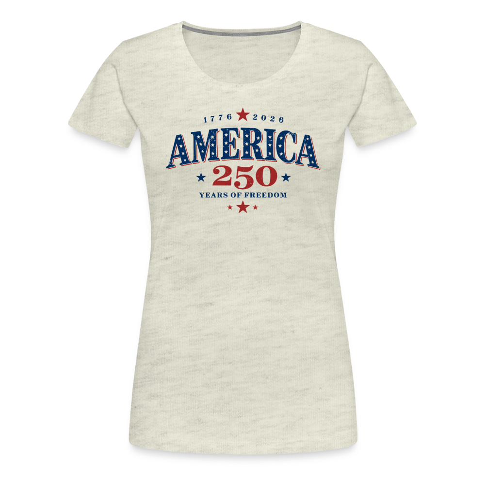 America 250 Years Freedom Retro Americana Graphic Women’s Premium T-Shirt - heather oatmeal
