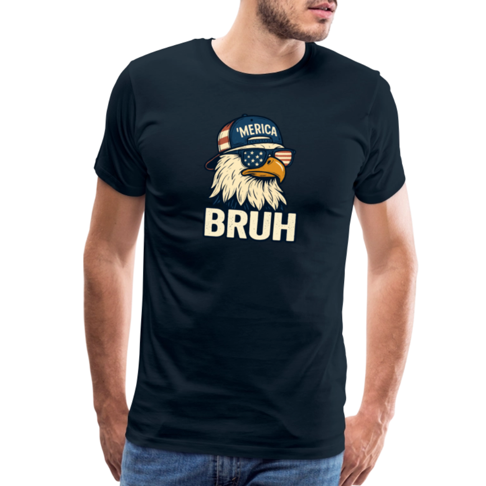Funny Bruh Patriotic Eagle Men's Premium T-Shirt - deep navy