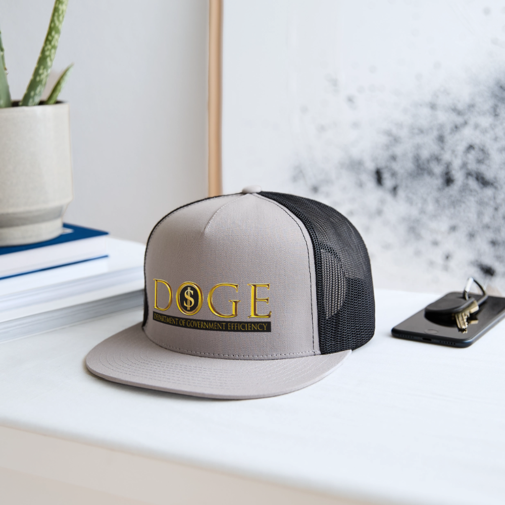 DOGE Department of Government Efficiency Trucker Hat - gray/black