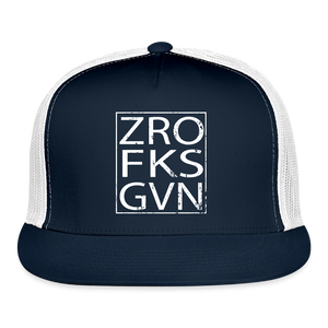 Zero Fucks Given Trucker Hat - navy/white