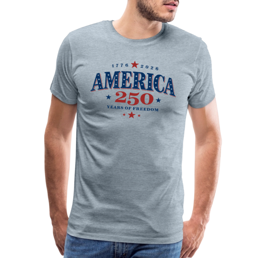 America 250 Years Freedom Retro Americana Men's Premium T-Shirt - heather ice blue