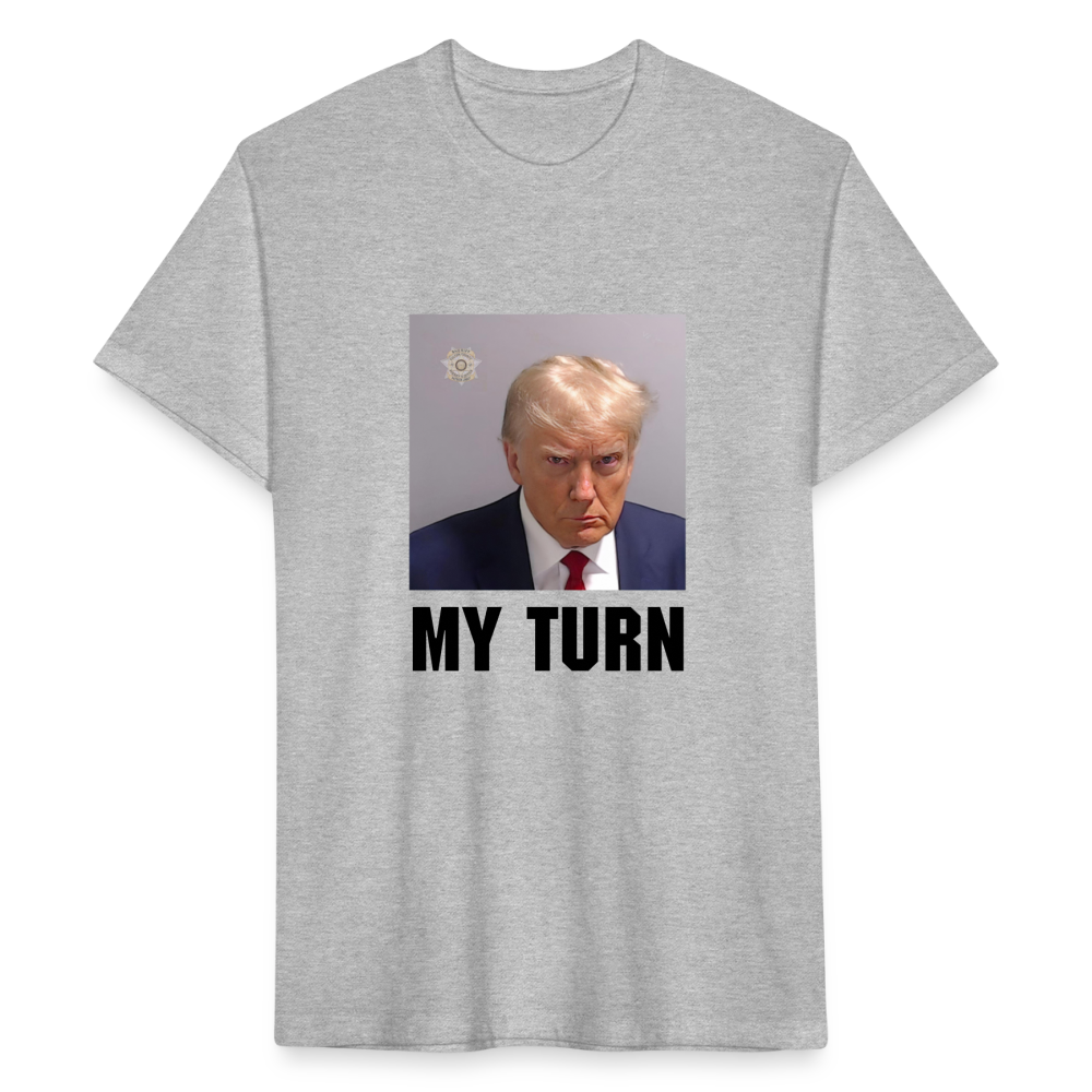 Trump Mugshot - My Turn Fitted Cotton/Poly T-Shirt by Next Level - heather gray