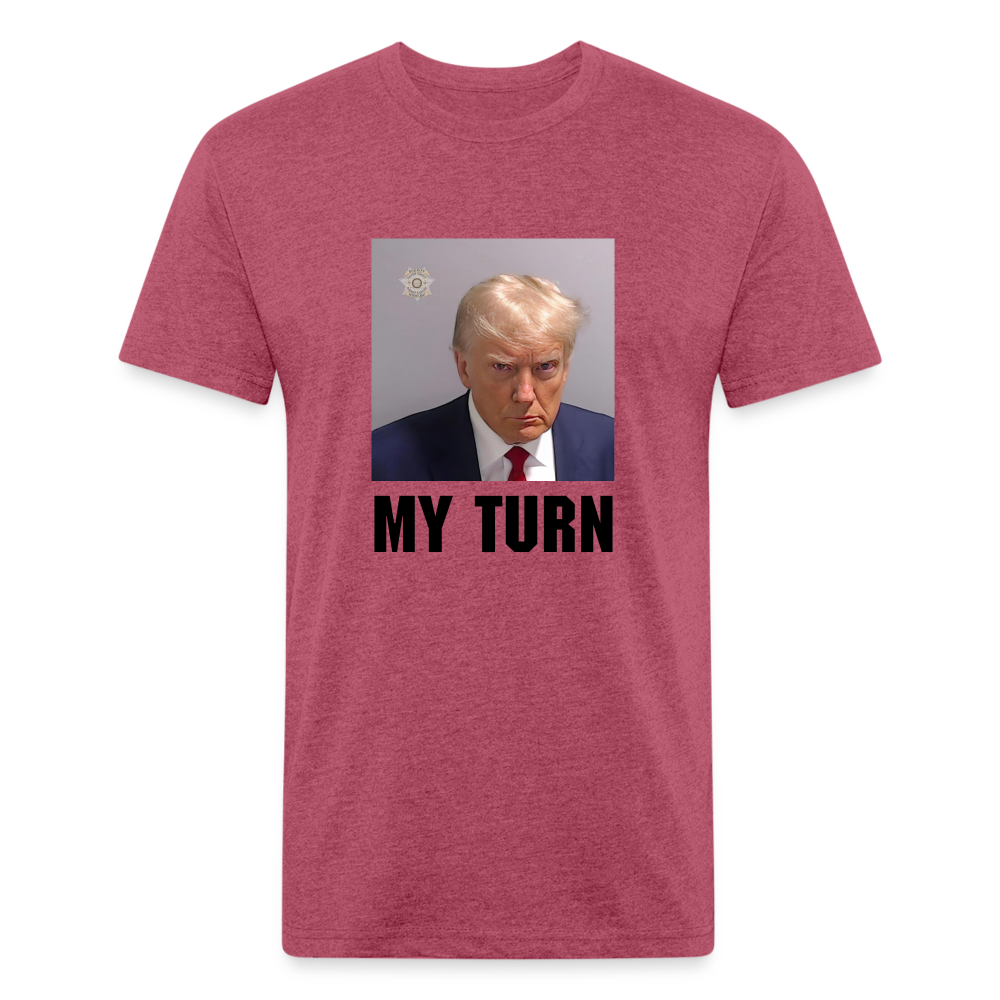 Trump Mugshot - My Turn Fitted Cotton/Poly T-Shirt by Next Level - heather burgundy