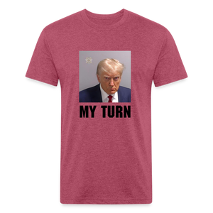 Trump Mugshot - My Turn Fitted Cotton/Poly T-Shirt by Next Level - heather burgundy