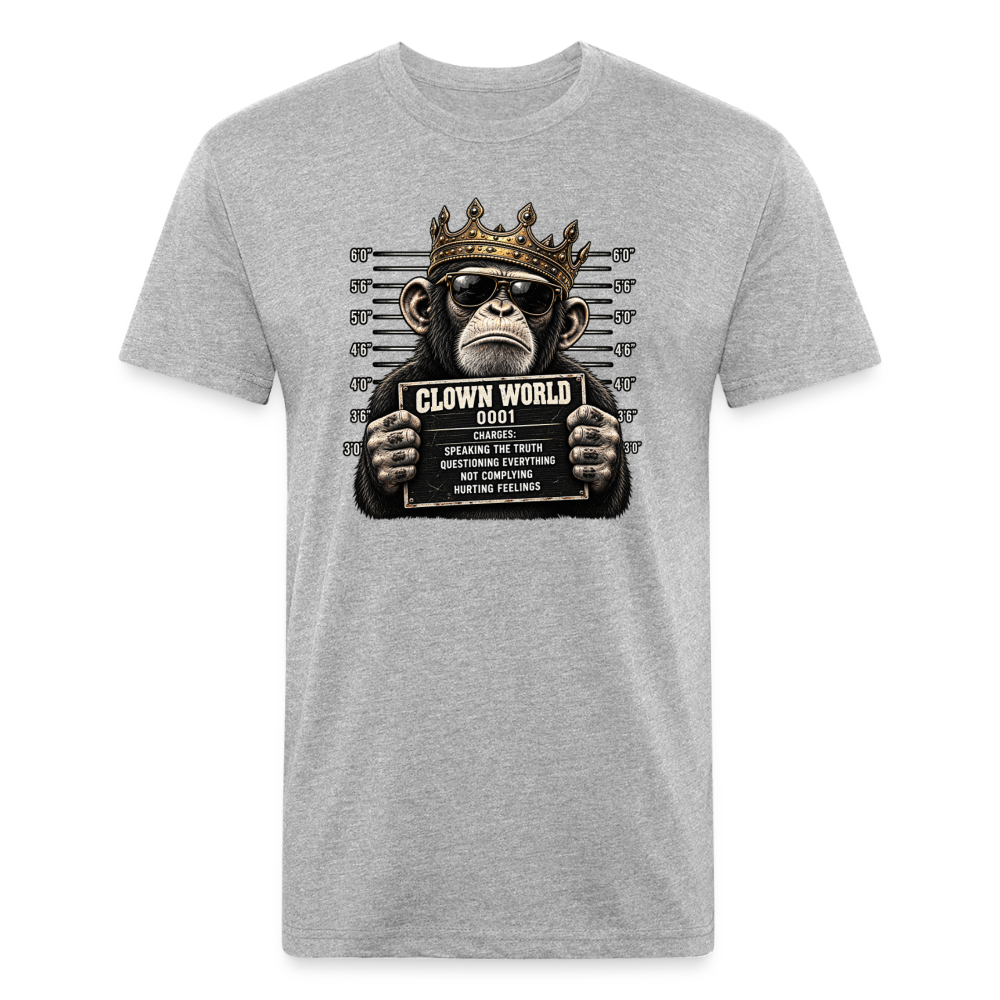 Clown World Mugshot – Men's Fitted Graphic T-Shirt - heather gray