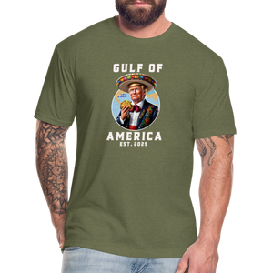 Gulf of America Funny Fitted Cotton/Poly T-Shirt by Next Level - heather military green