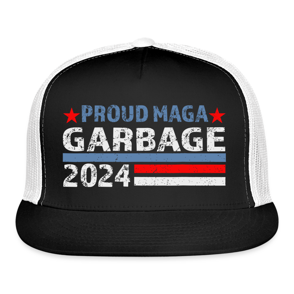 Proud MAGA Garbage 2024 Trucker Hat - black/white