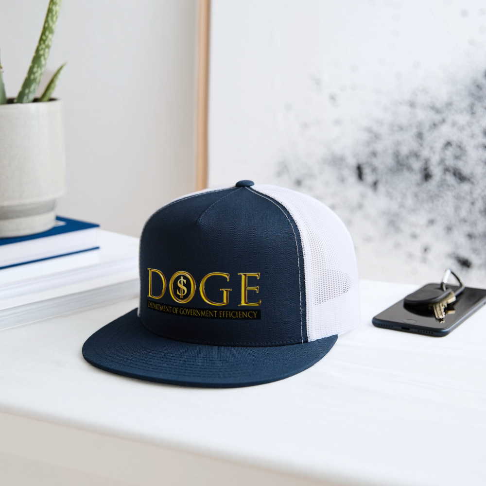 DOGE Department of Government Efficiency Trucker Hat - navy/white