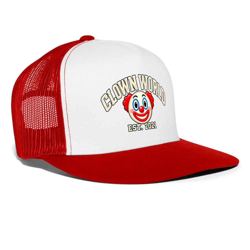 Clown World Est. 2021 Classic Trucker Hat - white/red