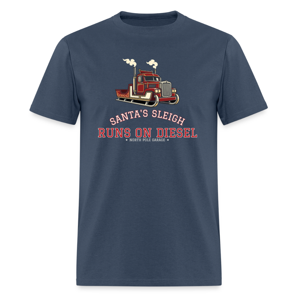 Santa’s Sleigh Runs on Diesel Classic T-Shirt -  blue dusk