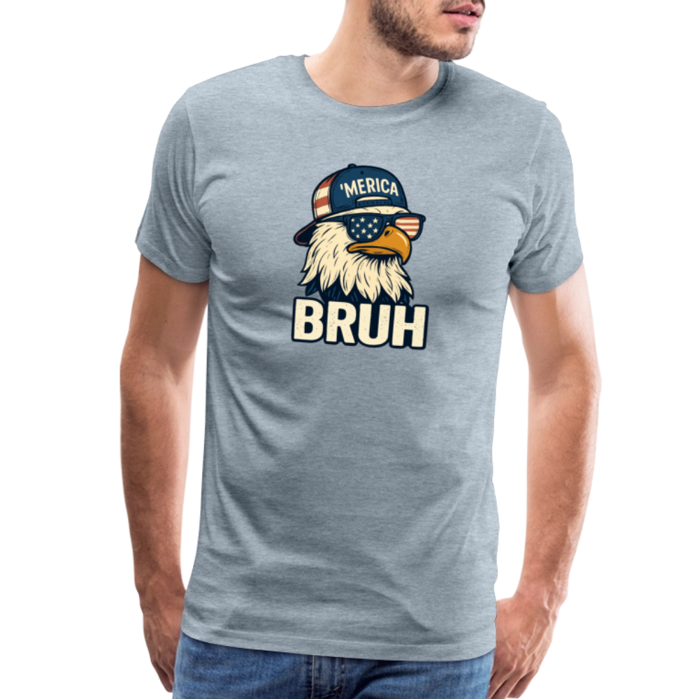 Funny Bruh Patriotic Eagle Men's Premium T-Shirt - heather ice blue