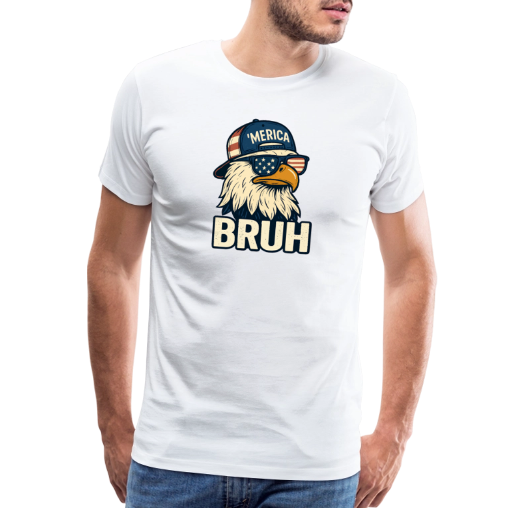 Funny Bruh Patriotic Eagle Men's Premium T-Shirt - white