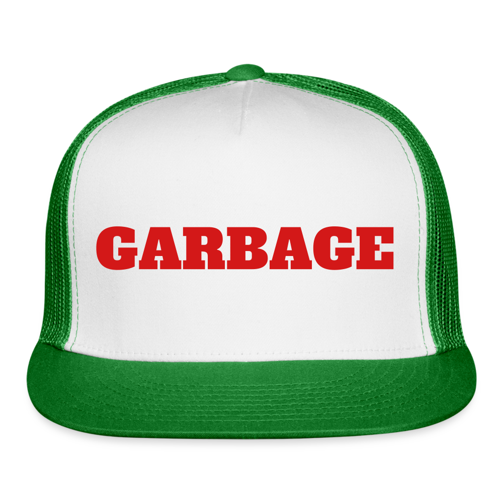 Garbage Trucker Hat - white/kelly green