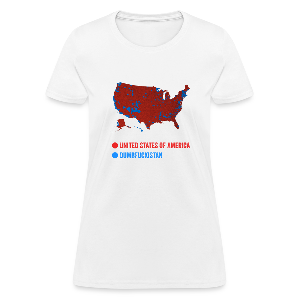 Election Map United States of America & Dumbfuckistan Funny Women's T-Shirt - white