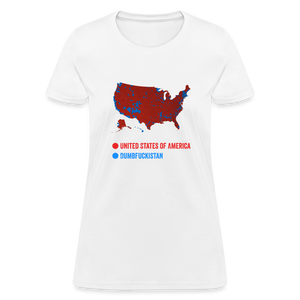 Election Map United States of America & Dumbfuckistan Funny Women's T-Shirt - white