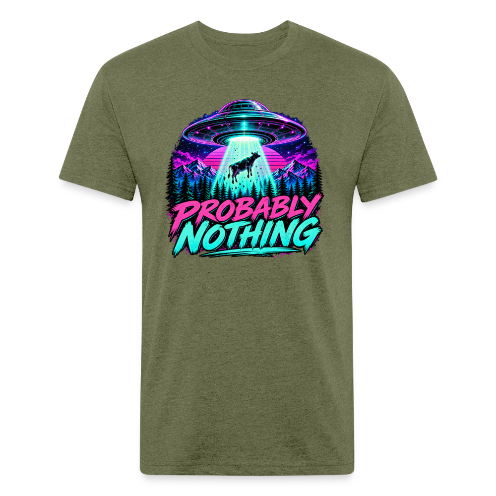 Probably Nothing UFO Alien Abduction – Men's Fitted Graphic T-Shirt - heather military green
