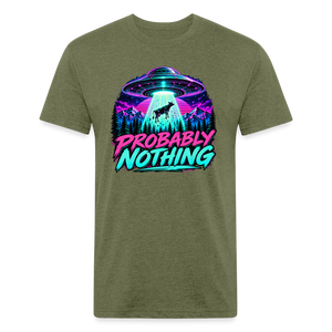 Probably Nothing UFO Alien Abduction – Men's Fitted Graphic T-Shirt - heather military green