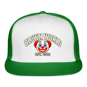 Clown World Est. 2021 Classic Trucker Hat - white/kelly green