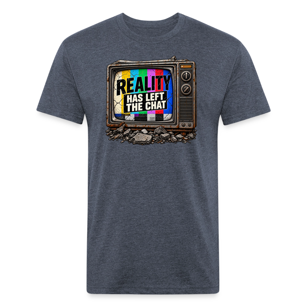 Reality Has Left the Chat – Men's Fitted Retro TV Graphic T-Shirt - heather navy