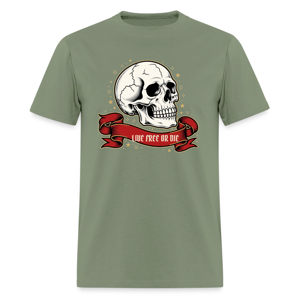 Live Free or Die Skull Classic T-Shirt - military green
