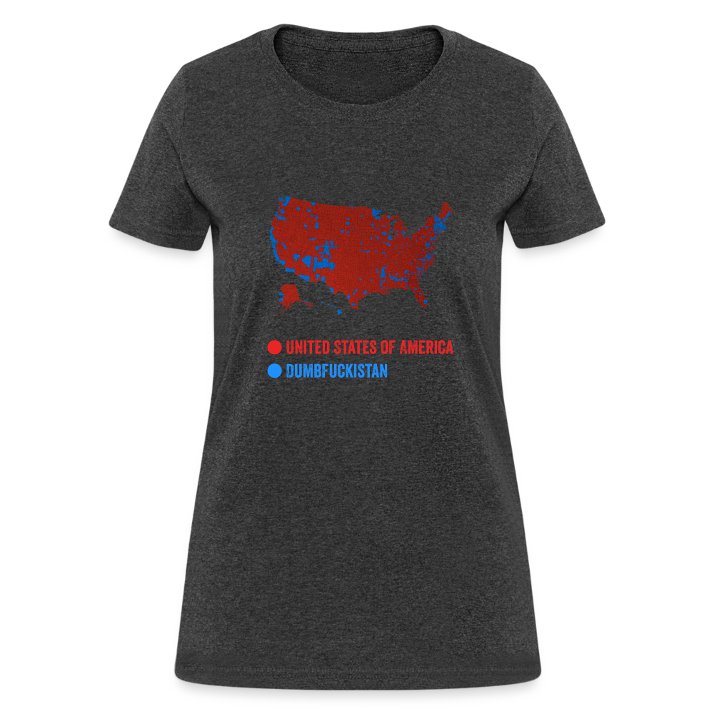 Election Map United States of America & Dumbfuckistan Funny Women's T-Shirt - heather black