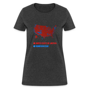 Election Map United States of America & Dumbfuckistan Funny Women's T-Shirt - heather black