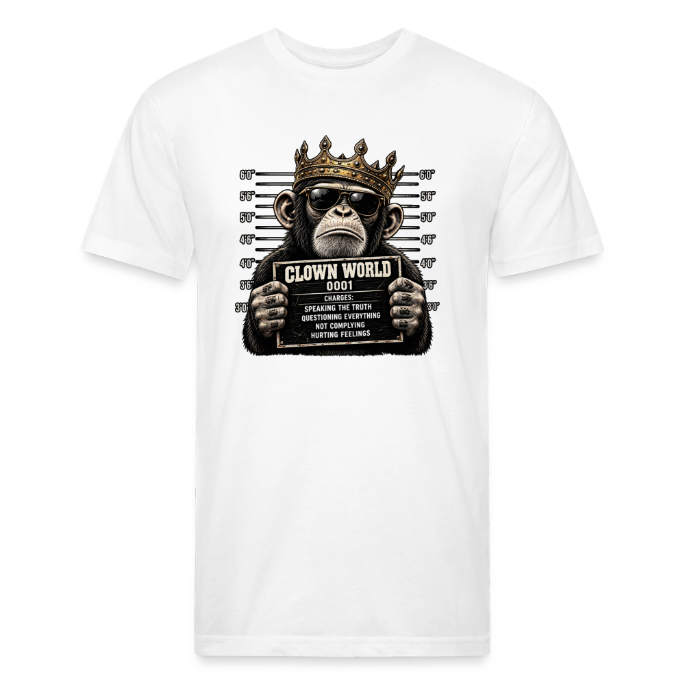 Clown World Mugshot – Men's Fitted Graphic T-Shirt - white