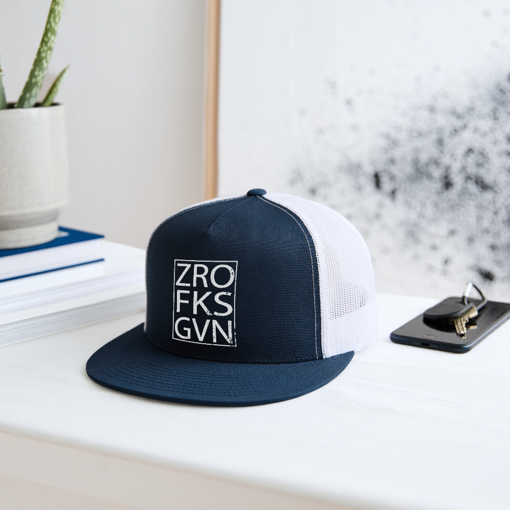 Zero Fucks Given Trucker Hat - navy/white