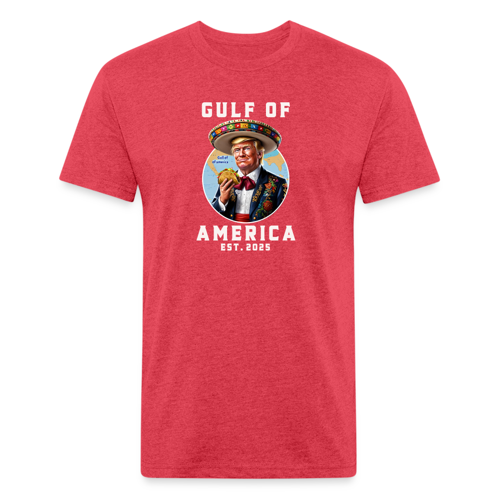 Gulf of America Funny Fitted Cotton/Poly T-Shirt by Next Level - heather red