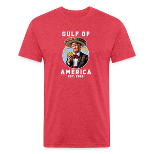 Gulf of America Funny Fitted Cotton/Poly T-Shirt by Next Level - heather red