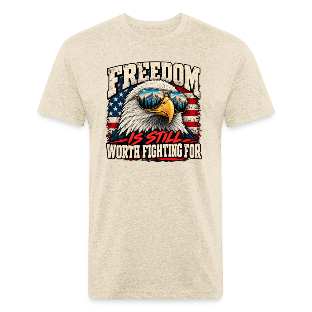 Freedom Is Still Worth Fighting For – Men's Fitted Patriotic T-Shirt - heather cream