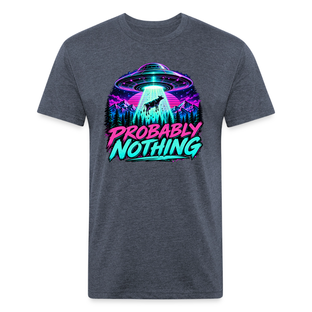 Probably Nothing UFO Alien Abduction – Men's Fitted Graphic T-Shirt - heather navy