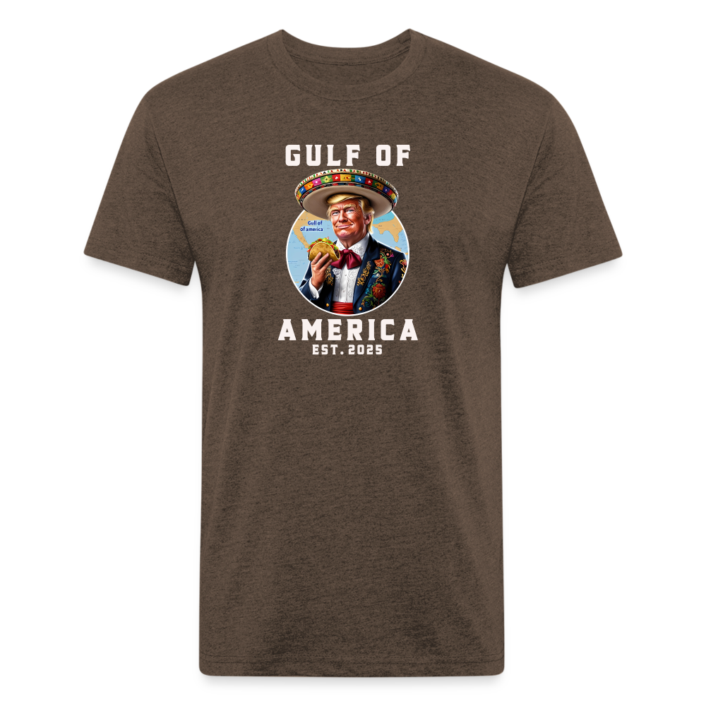 Gulf of America Funny Fitted Cotton/Poly T-Shirt by Next Level - heather espresso