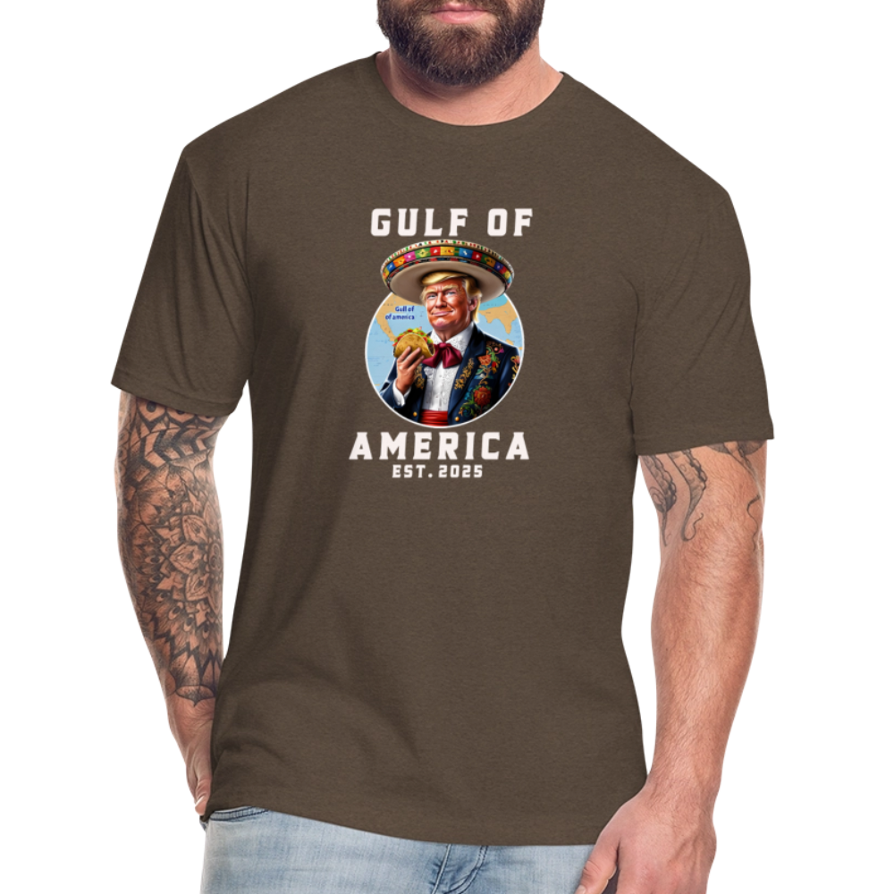 Gulf of America Funny Fitted Cotton/Poly T-Shirt by Next Level - heather espresso