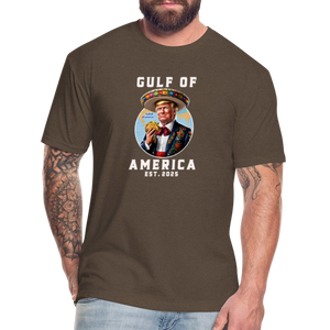 Gulf of America Funny Fitted Cotton/Poly T-Shirt by Next Level - heather espresso