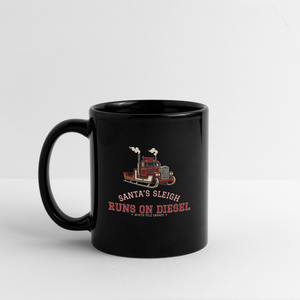 Santa’s Sleigh Runs on Diesel Black Mug - black