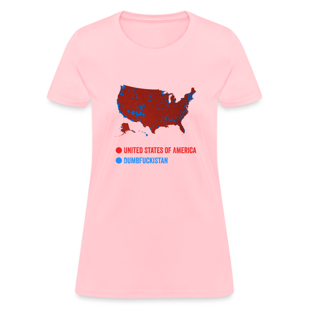 Election Map United States of America & Dumbfuckistan Funny Women's T-Shirt - pink