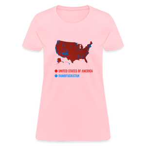 Election Map United States of America & Dumbfuckistan Funny Women's T-Shirt - pink