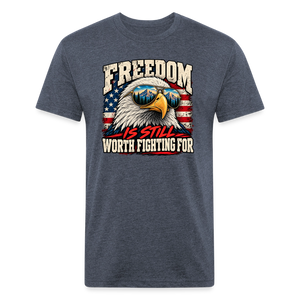 Freedom Is Still Worth Fighting For – Men's Fitted Patriotic T-Shirt - heather navy