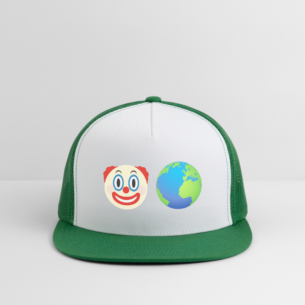 Clown World Trucker Hat - white/kelly green