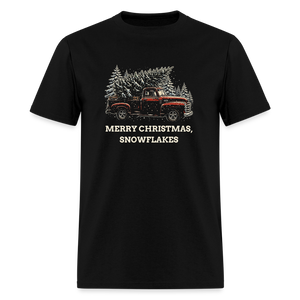 Merry Christmas, Snowflakes Vintage Truck Classic T-Shirt - black