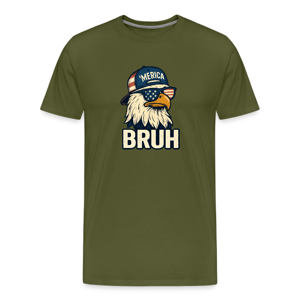 Funny Bruh Patriotic Eagle Men's Premium T-Shirt - olive green